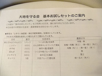 農薬状況|大地を守る会 基本お試しセット(980円)